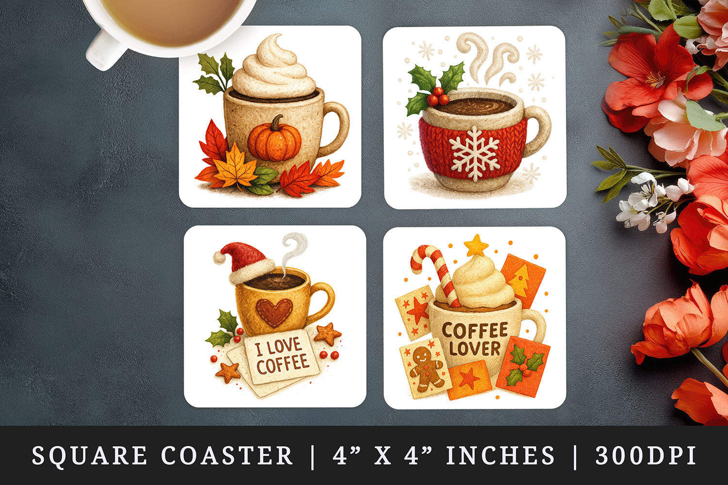 Coffee Lover square coaster sublimation, coasters design product image 1