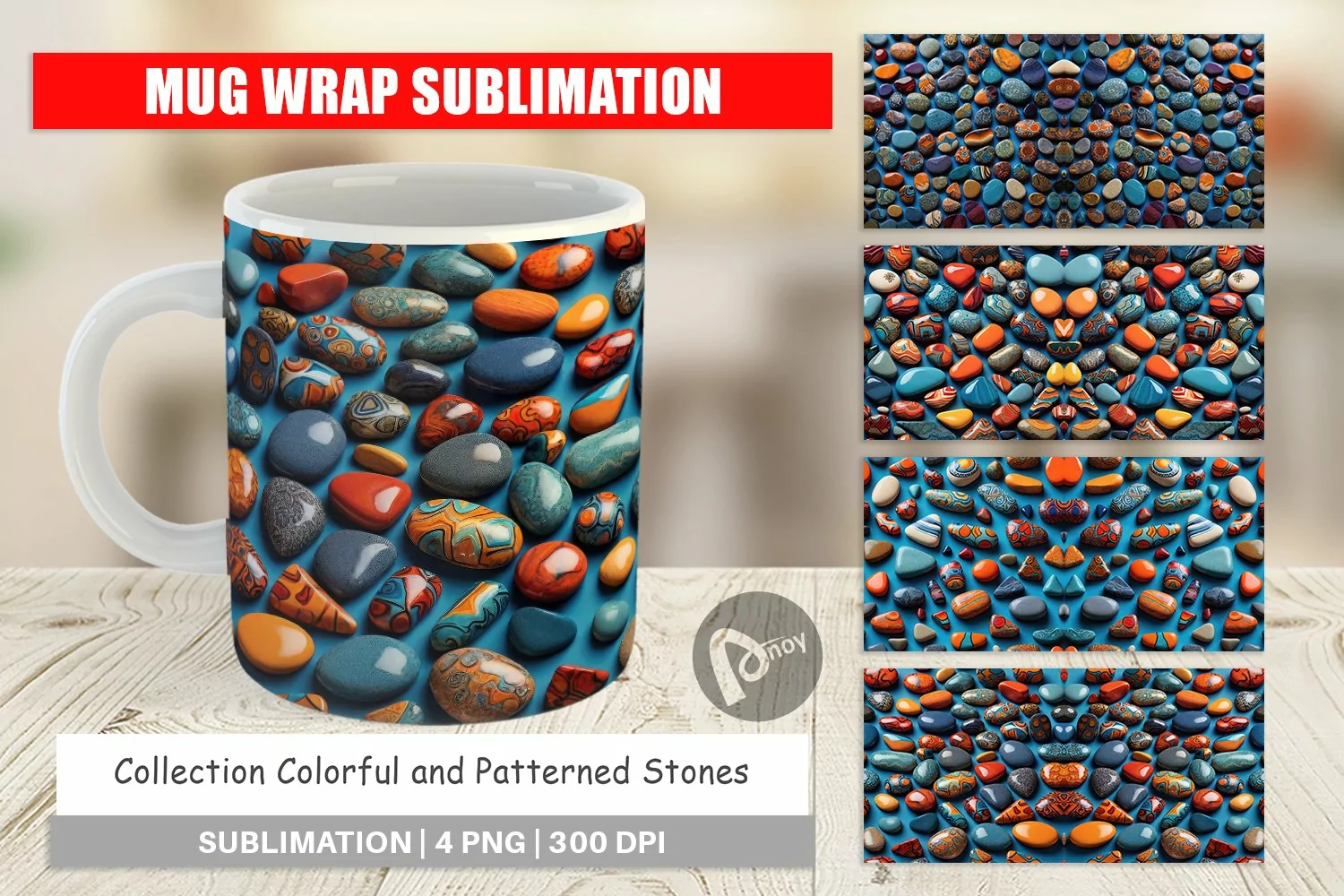 Mug Wrap Design Collection Pattern Stones product image 1