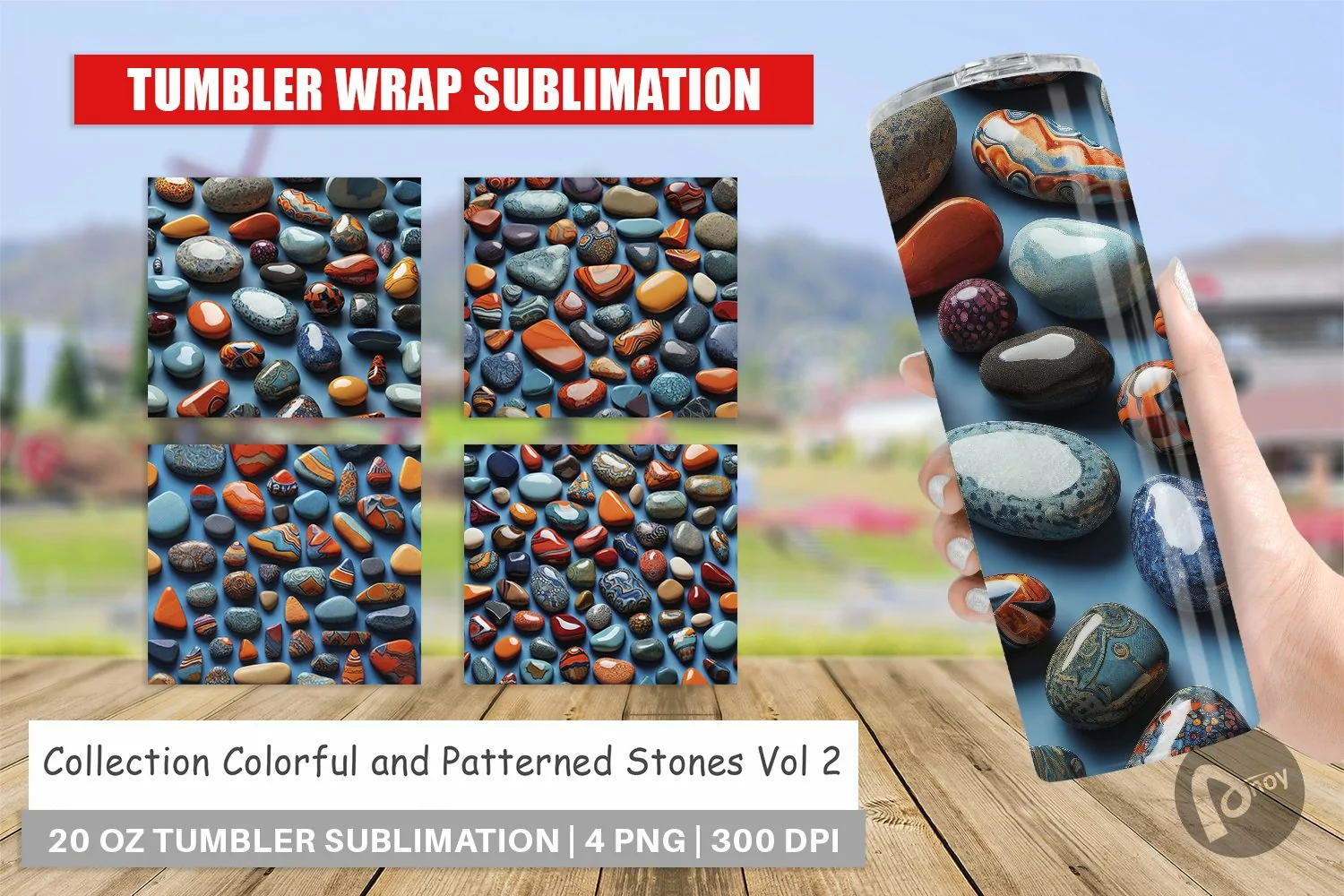 Tumbler Wrap Collection Pattern Stones product image 1