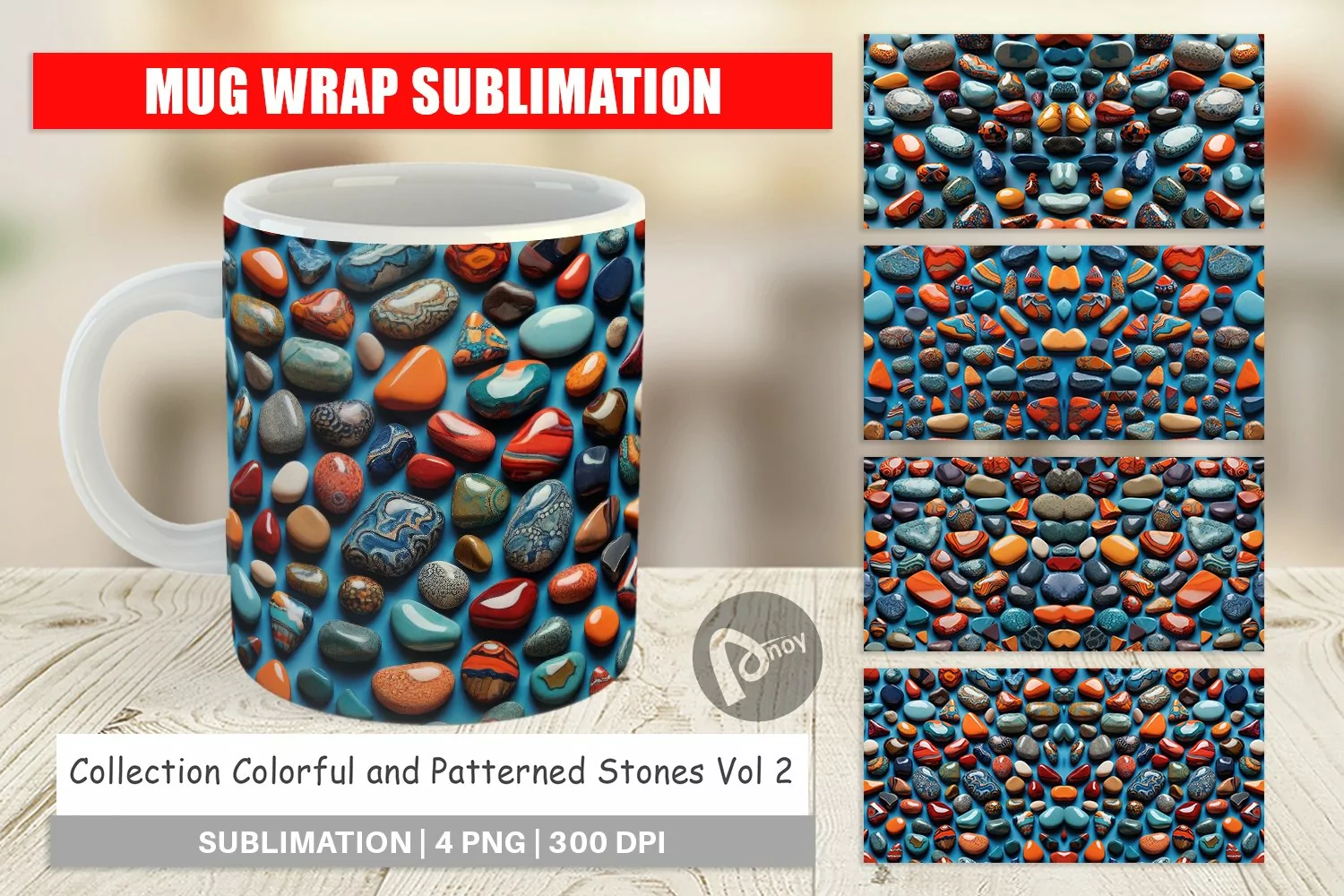 Mug Wrap Design Collection Pattern Stones product image 1