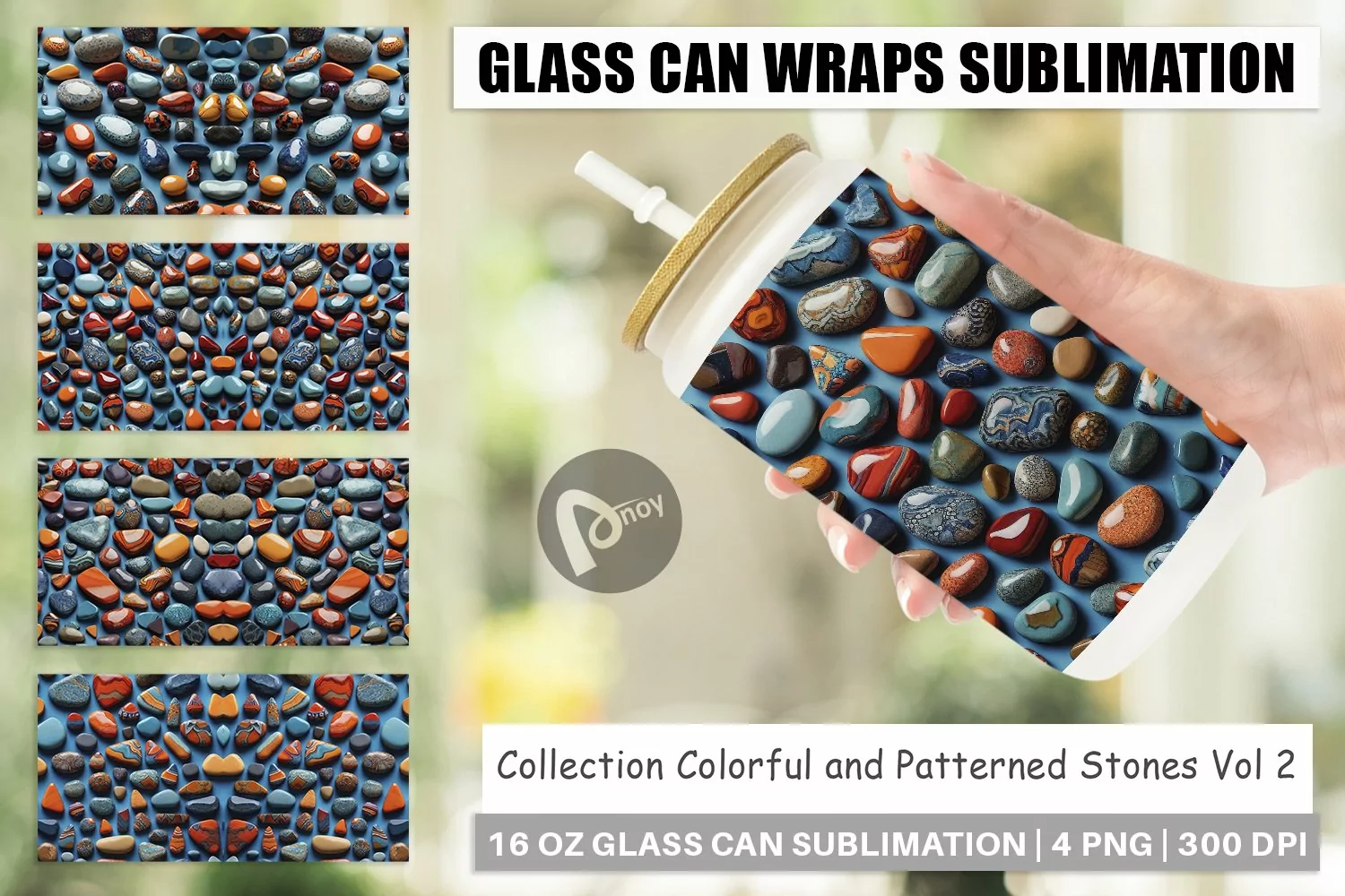 Glass Can Wraps Collection Pattern Stones product image 1