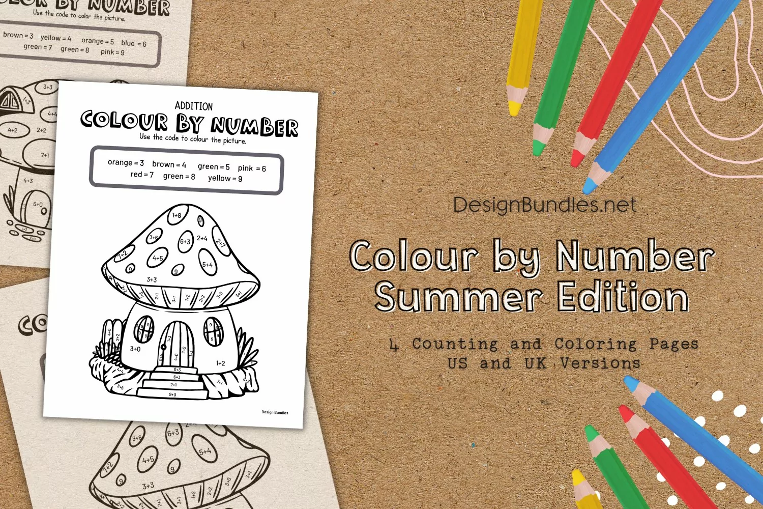 Mushroom House Color by Number Educational Coloring Pages product image 1