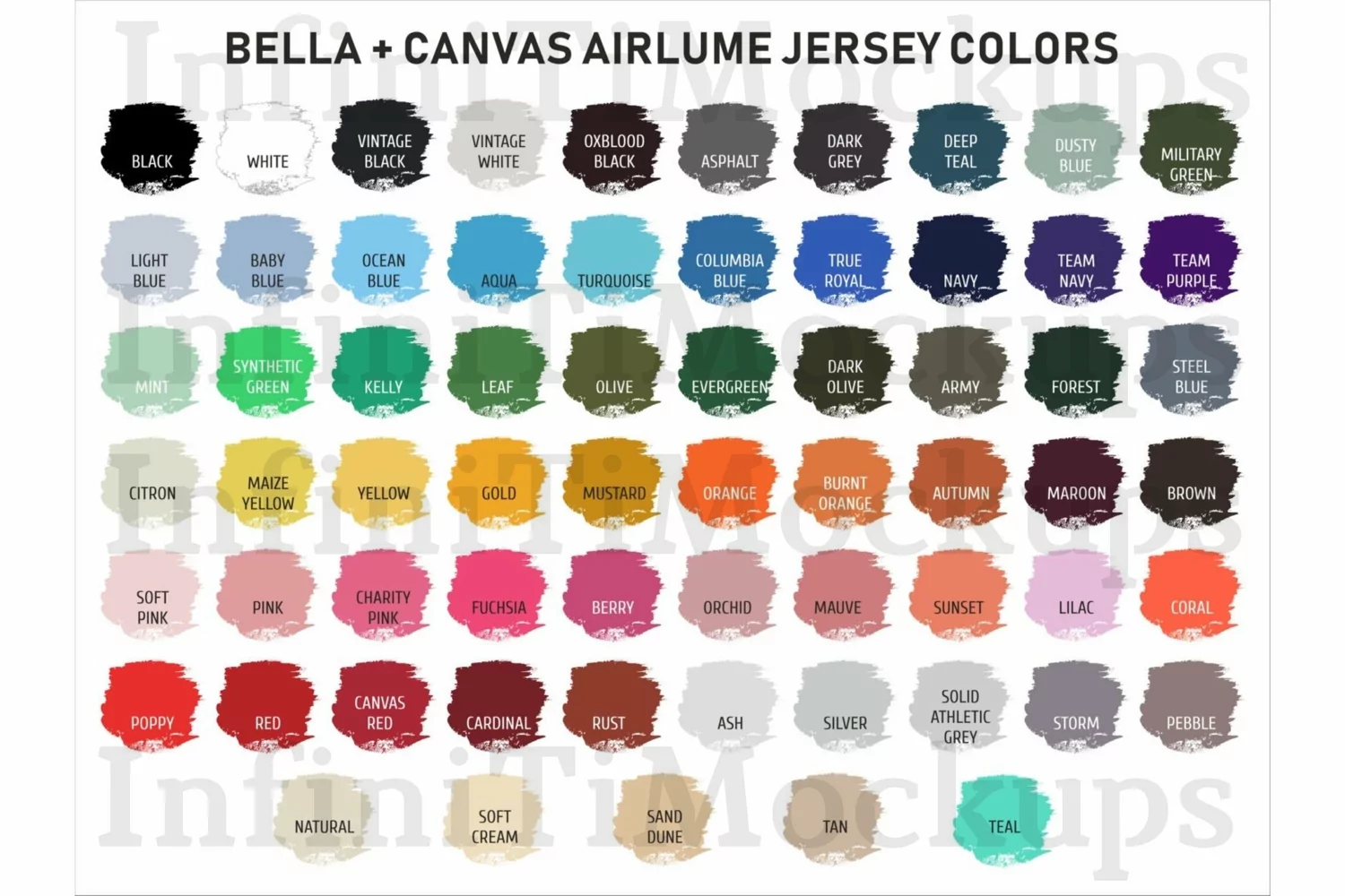 Color chart Bella Canvas 3001 tshirt product image 1