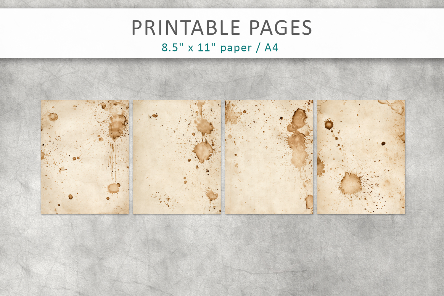 Coffee stained grunge paper, shabby chic paper product image 1