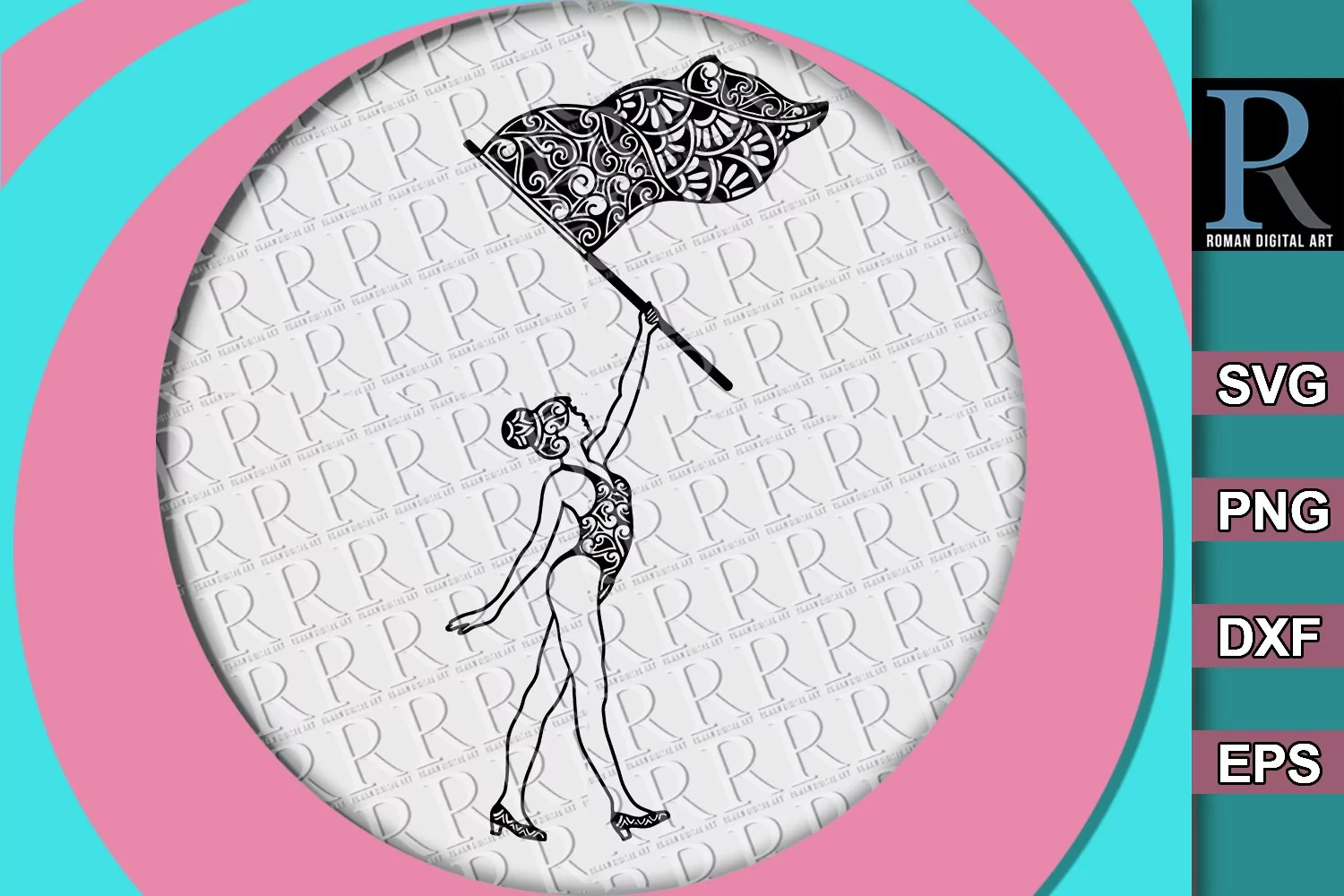 Color guard dancer SVG cutting file, Color guard flag product image 1