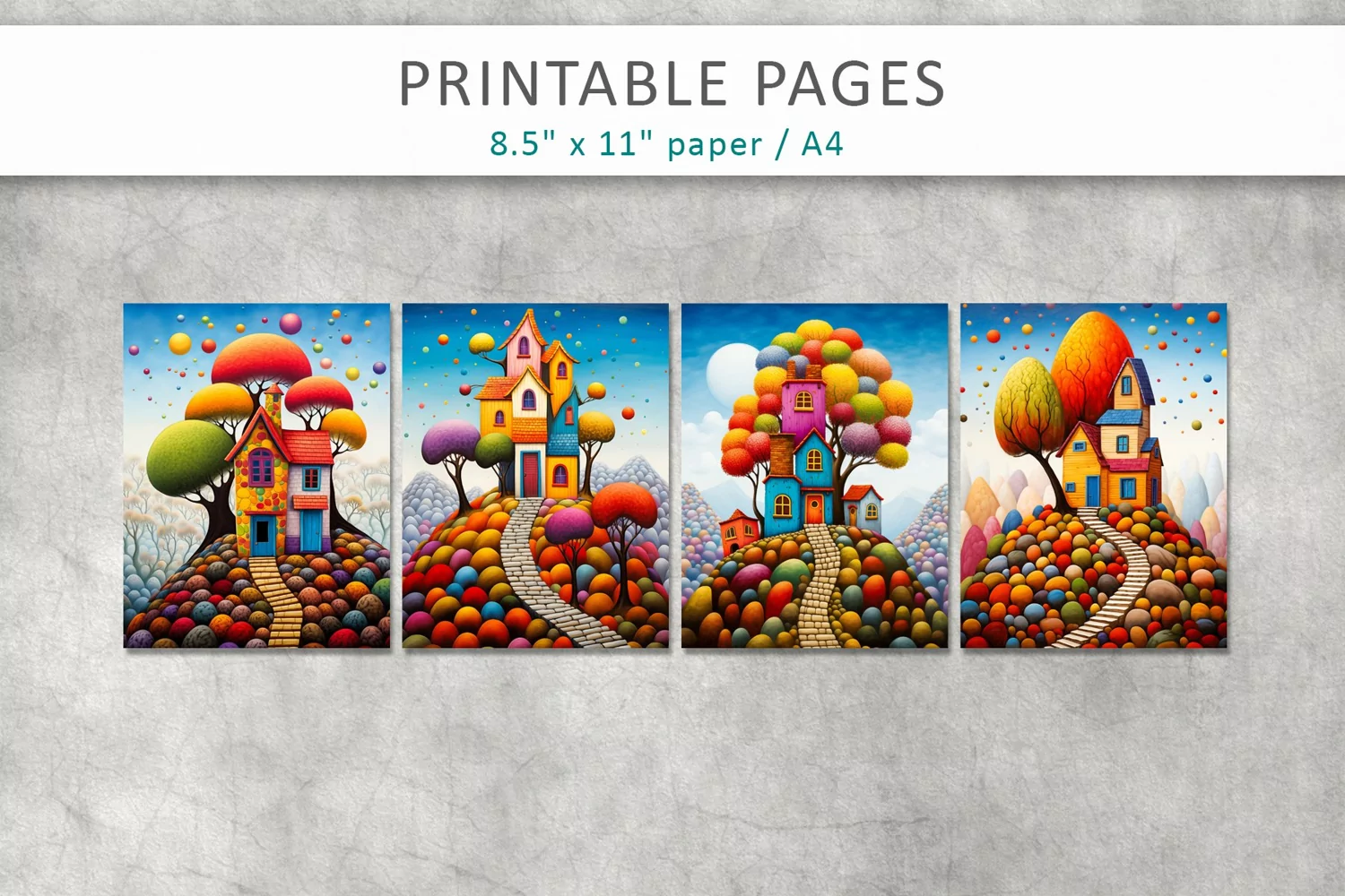 Fanciful house illustrations, Printable pages product image 1