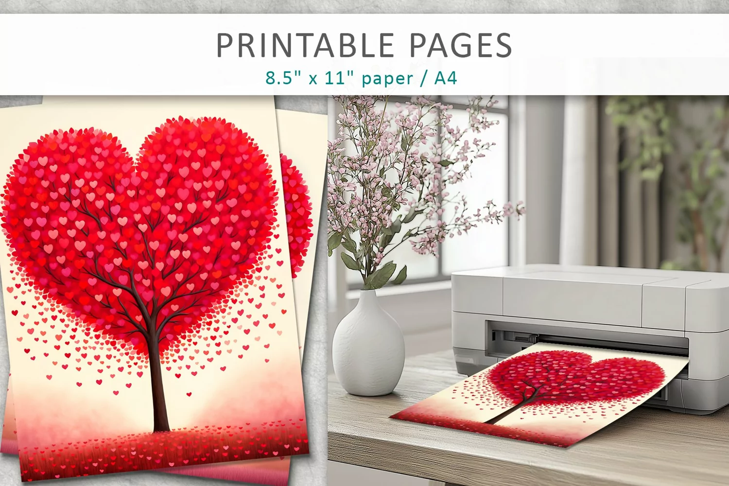 Artistic tree journal pages, scrapbook paper product image 1