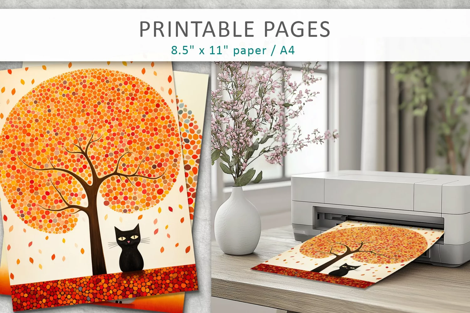 Artistic tree journal pages, scrapbook paper product image 1