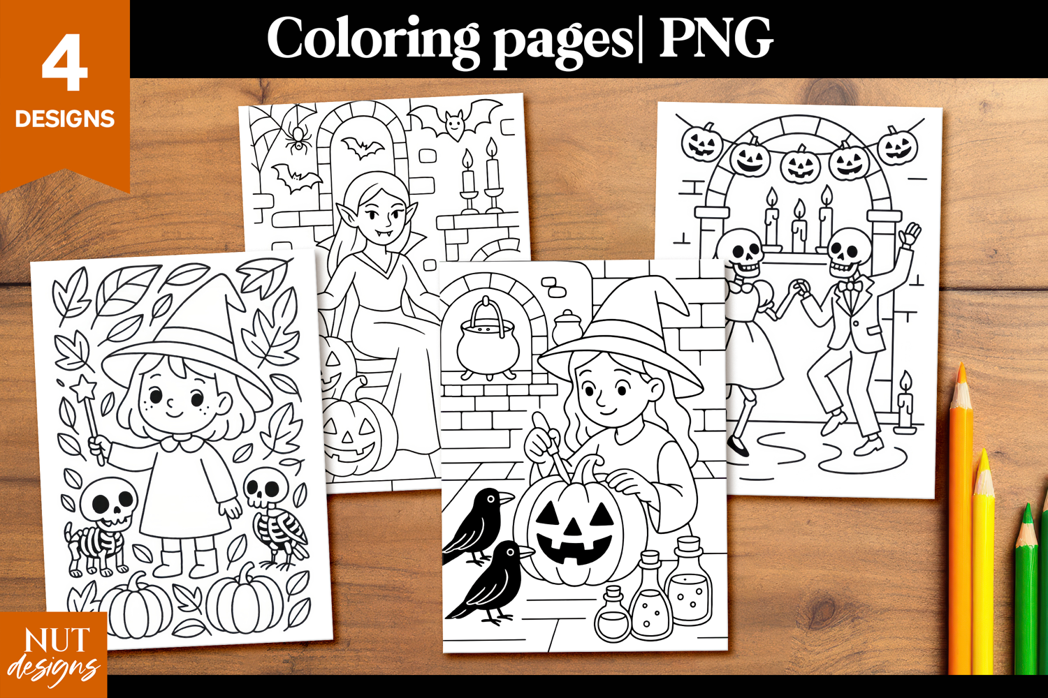 Halloween coloring pages for kids Witchy Halloween product image 1