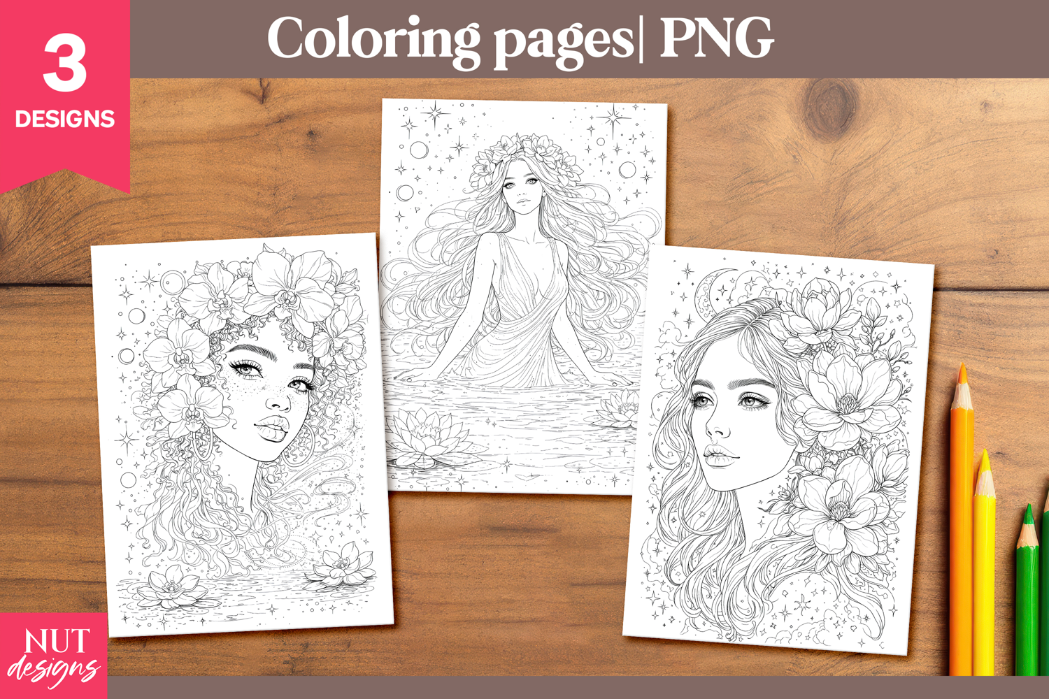 Elegant Coloring Pages Celestial Woman Coloring Pages product image 1