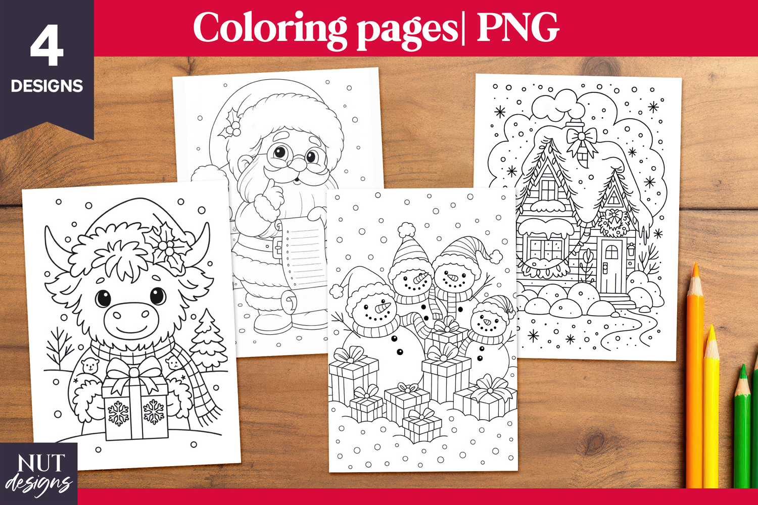 Christmas Coloring pages for kids Christmas printable product image 1