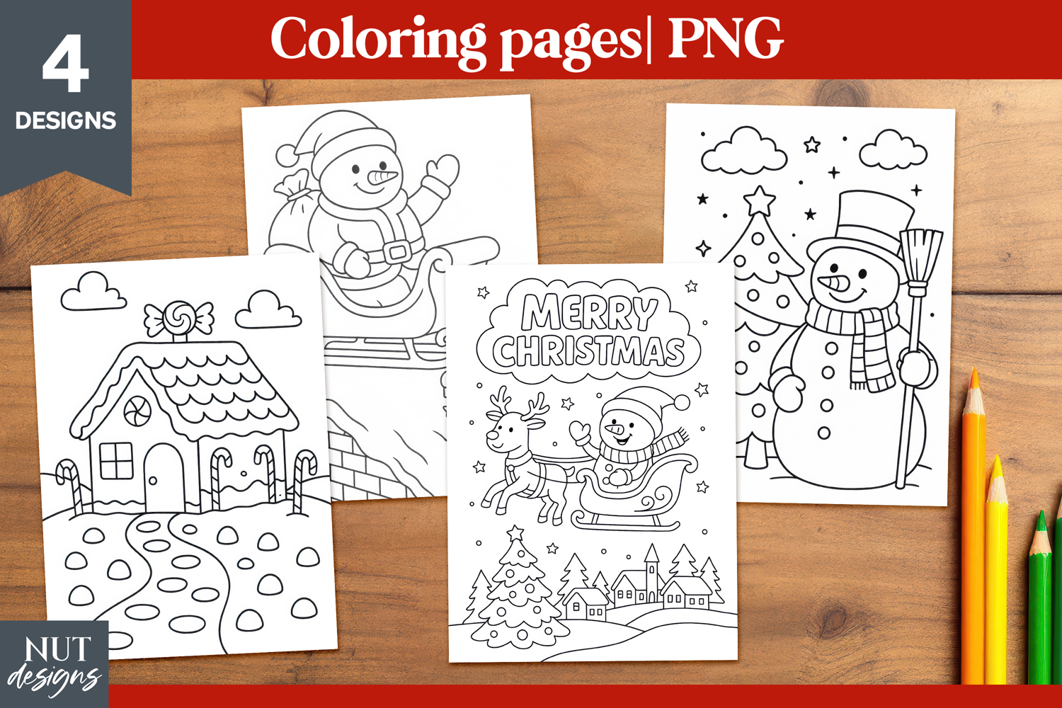 Christmas printables Coloring pages Snowman Christmas card product image 1