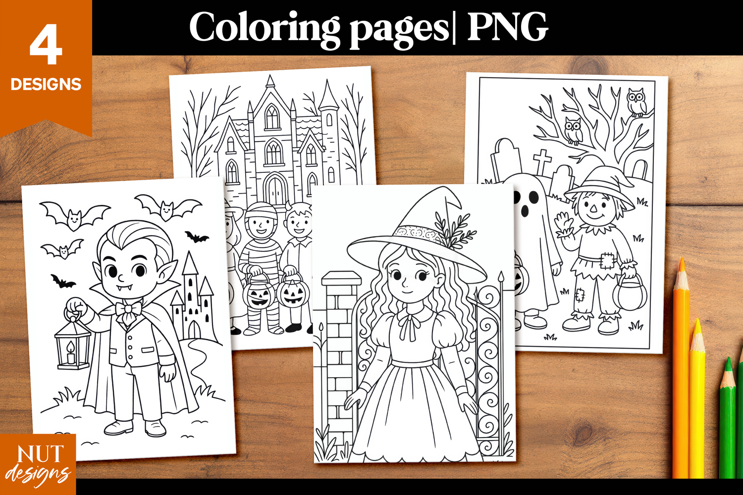Cute Halloween coloring pages Creepy cute coloring page product image 1