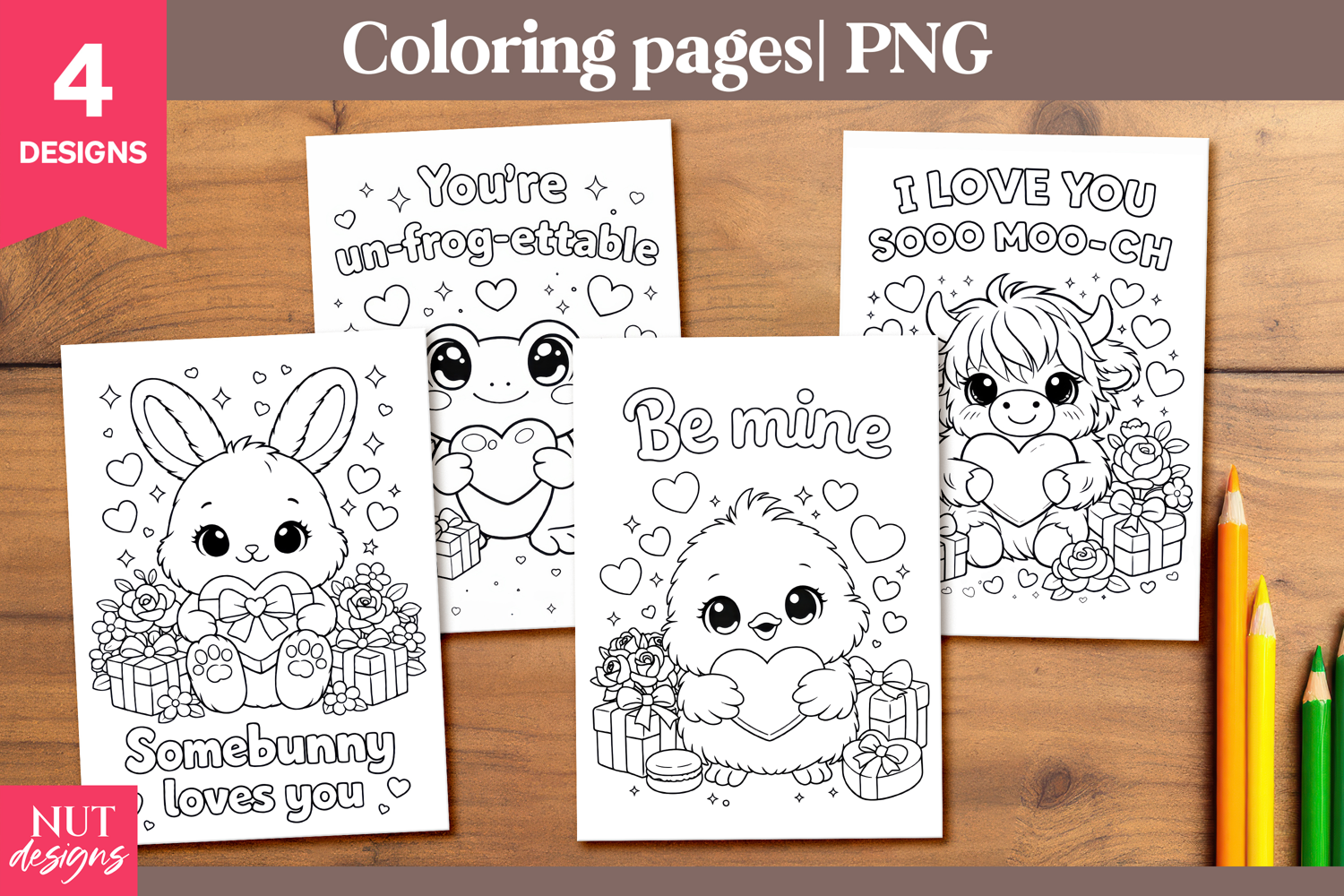 Funny kids Coloring Pages Valentine Animal Coloring Pages product image 1
