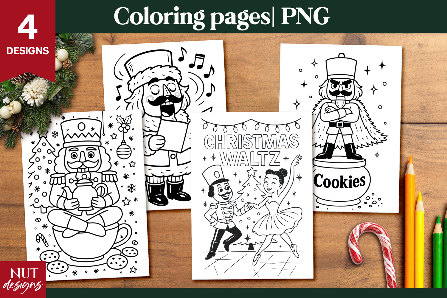 Merry Christmas Coloring Pages for Kids printable acrivity product image 1