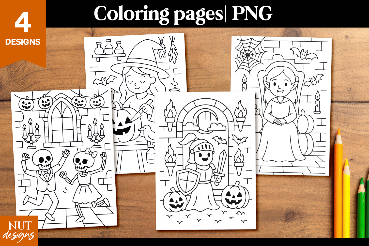 Halloween coloring pages for kids Witchy Halloween product image 1