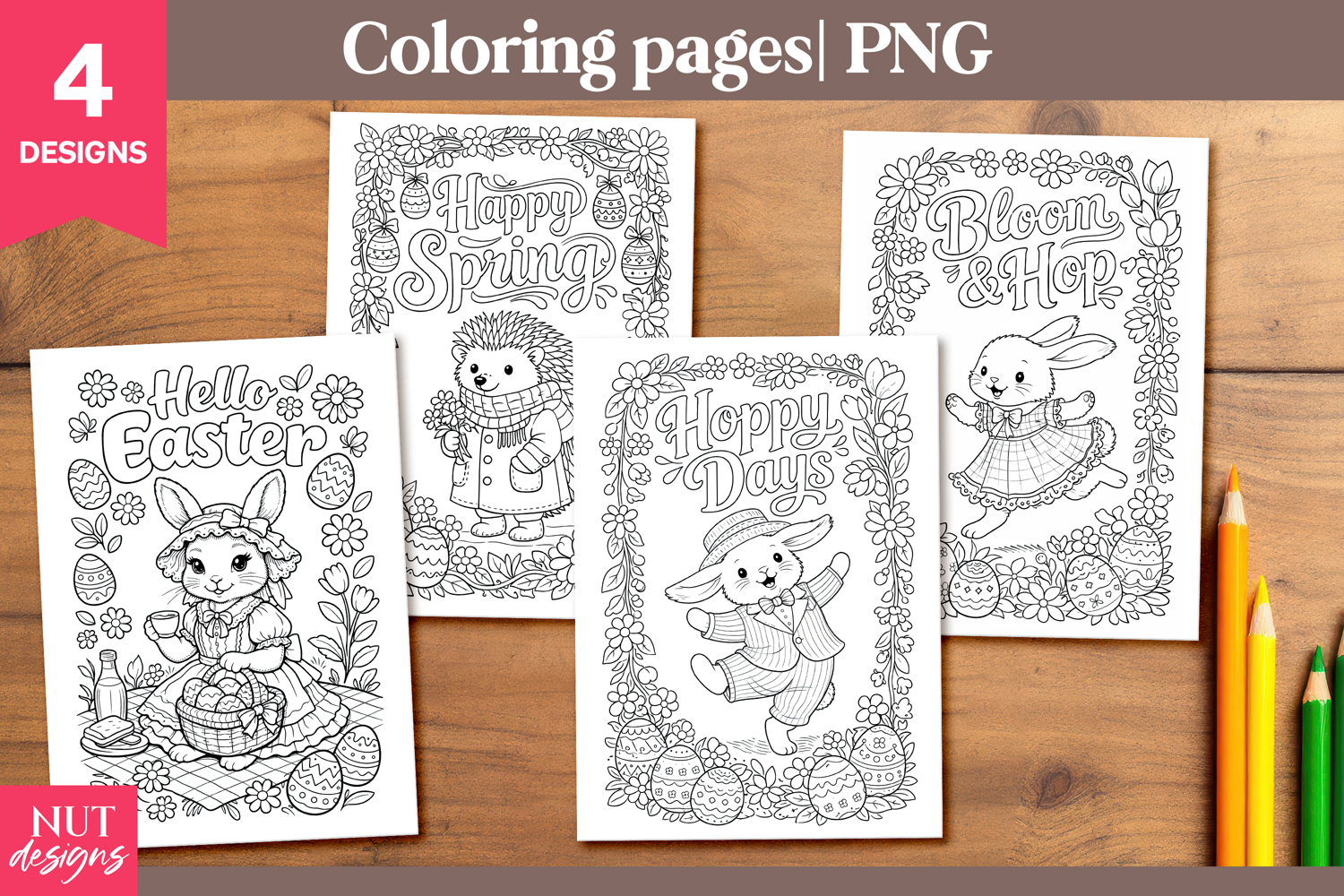 Vintage Easter Coloring Pages Easter quotes kids activity product image 1