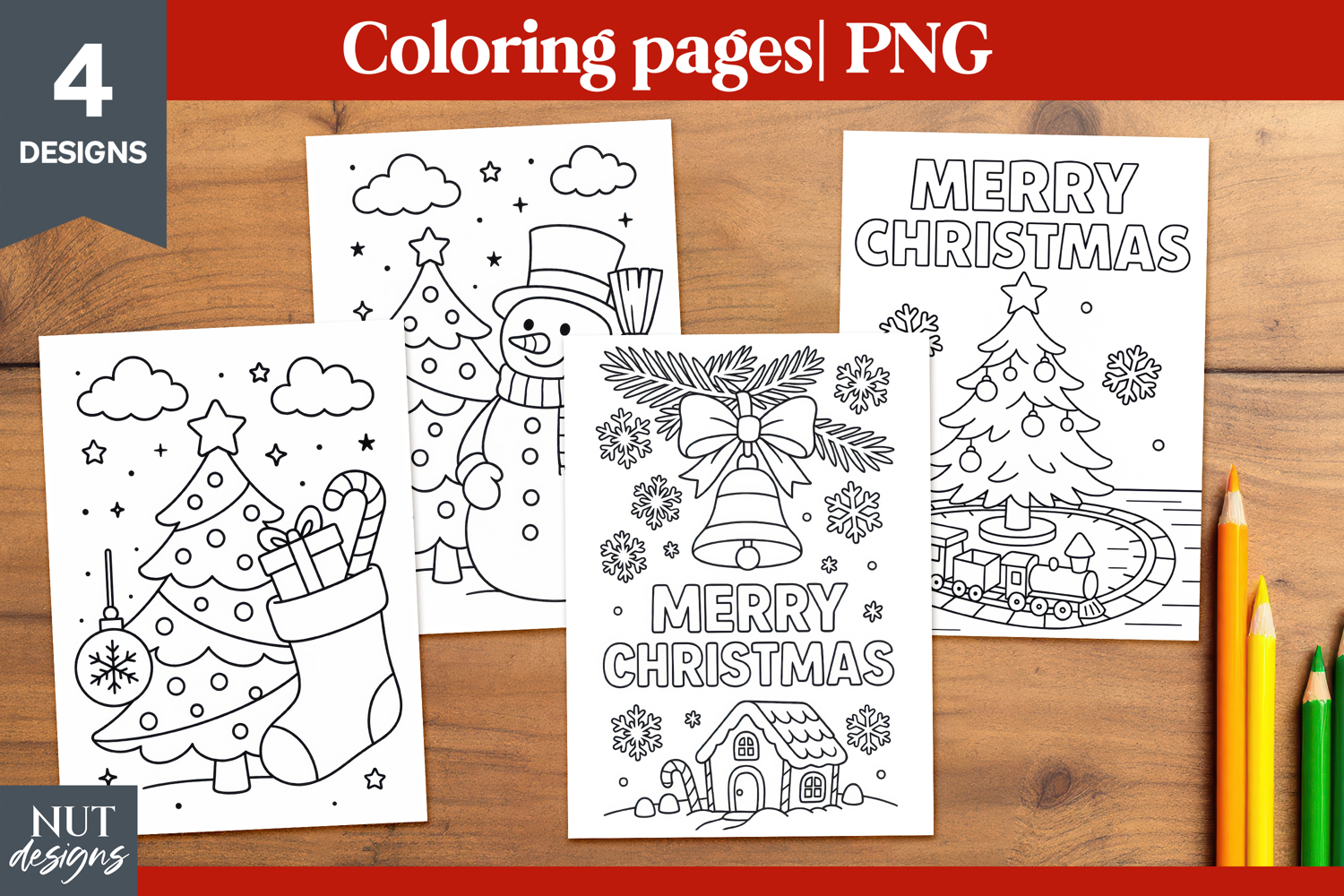 Christmas printables for kids Coloring pages Merry Christmas product image 1