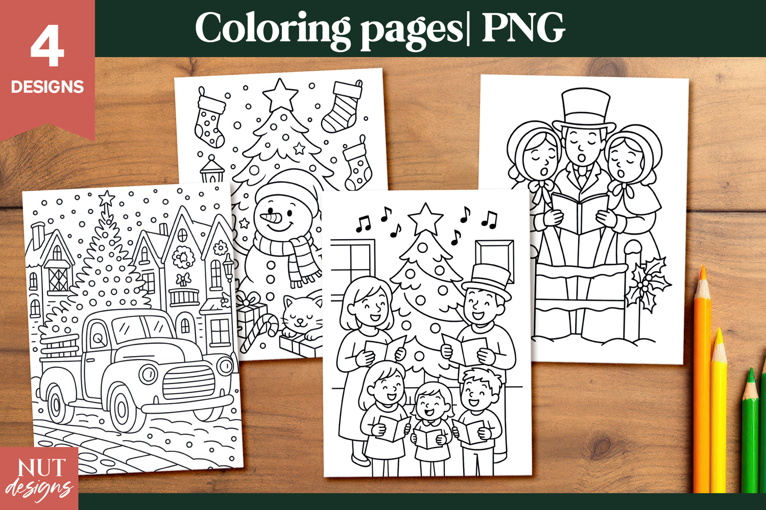 Coloring pages for kids Christmas Caroling Coloring Pages product image 1