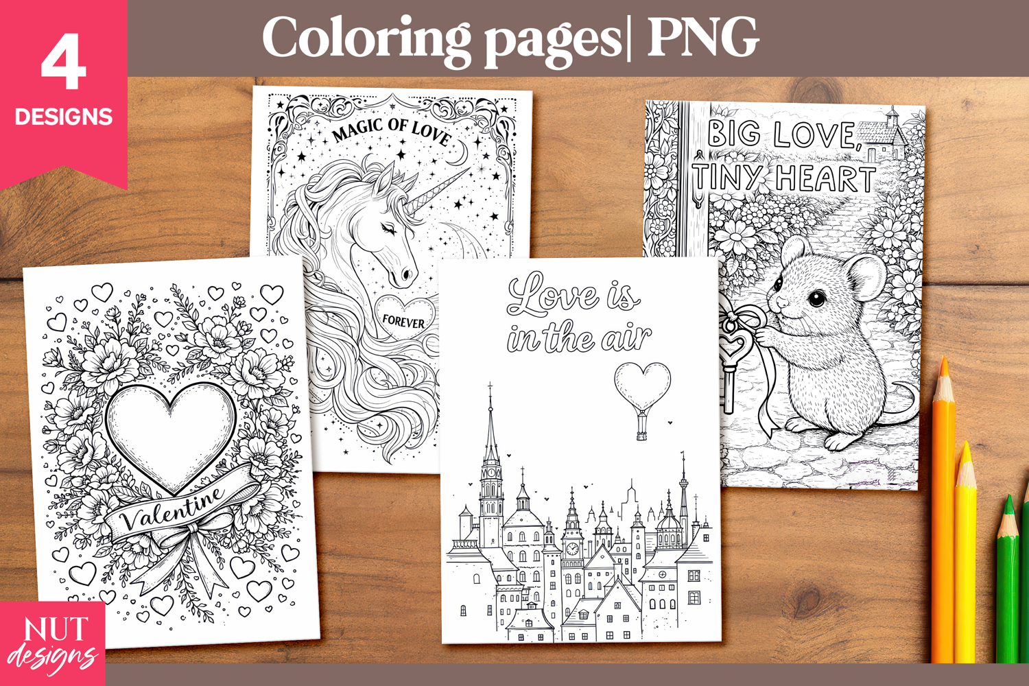 Valentine Kids Coloring Pages Whimsical Valentine Coloring product image 1