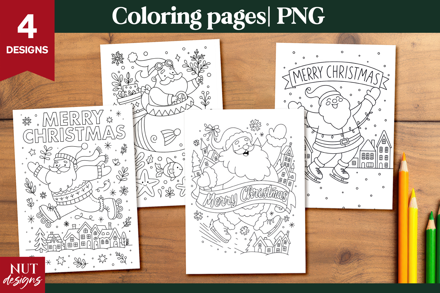 Coloring pages for kids Santa Christmas Coloring Page product image 1