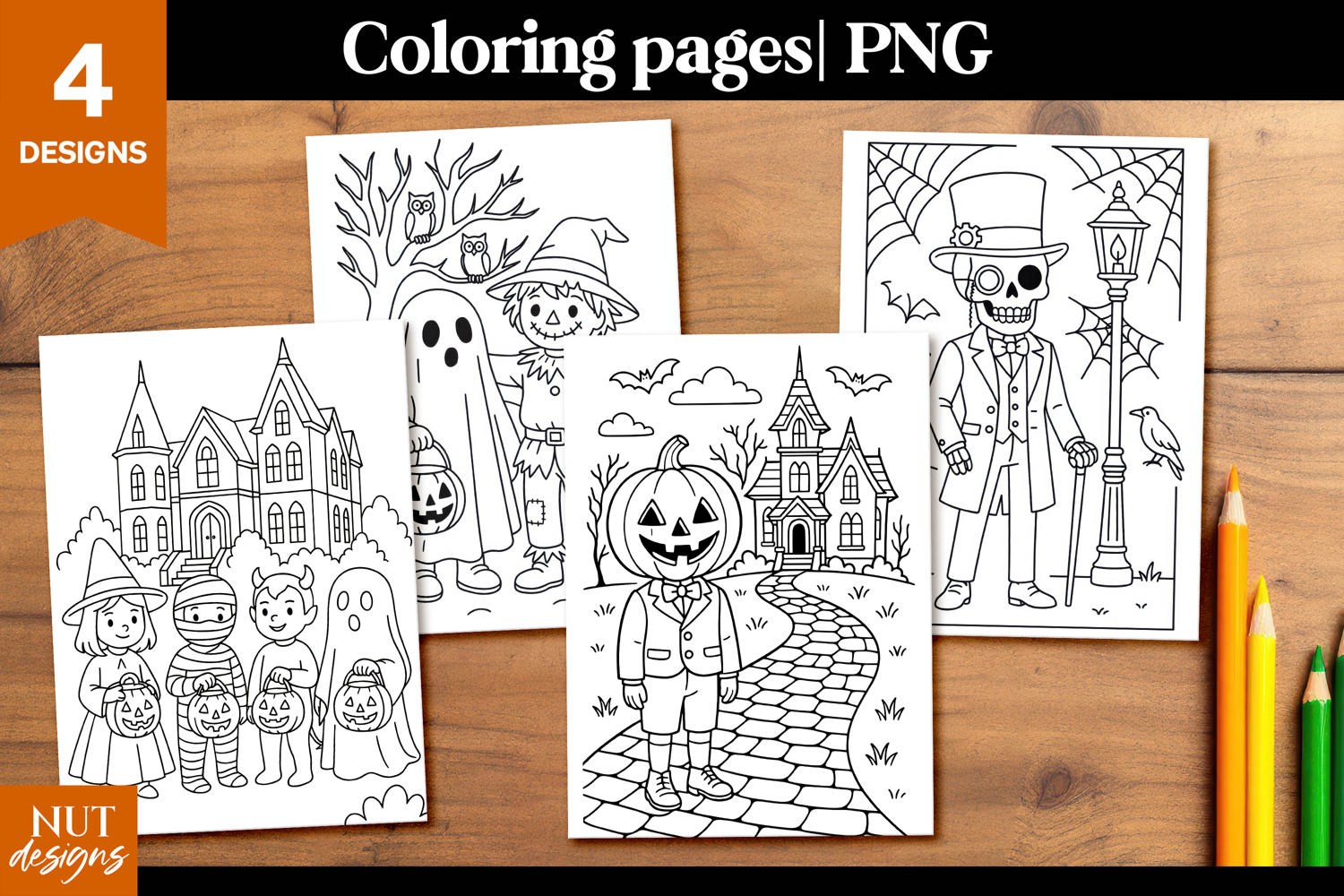 Cute Halloween coloring pages Creepy cute coloring page product image 1