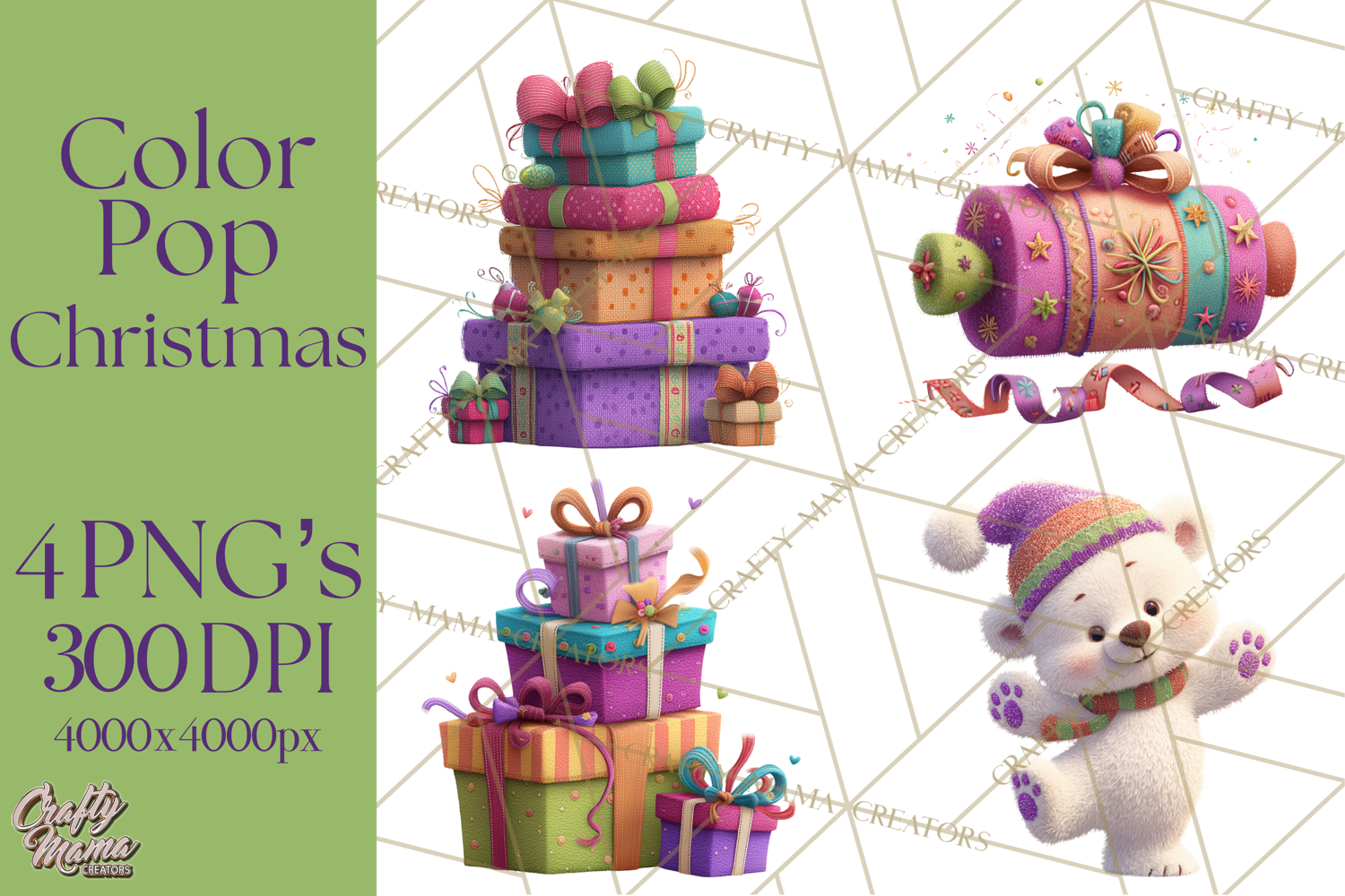 Christmas Clipart PNG, Bold Holiday Characters & Decor product image 1