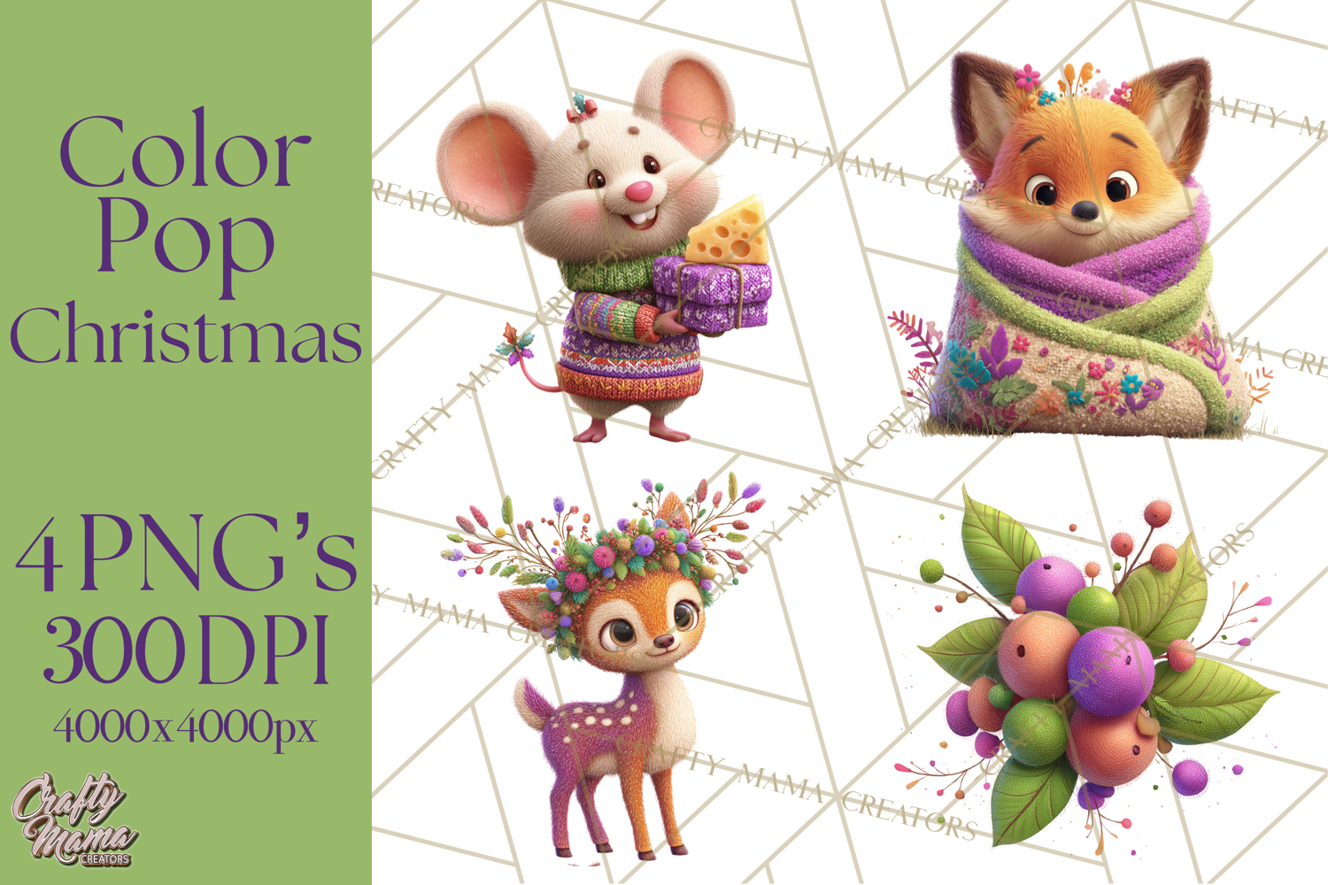 Christmas Clipart PNG, Bold Holiday Characters & Decor product image 1