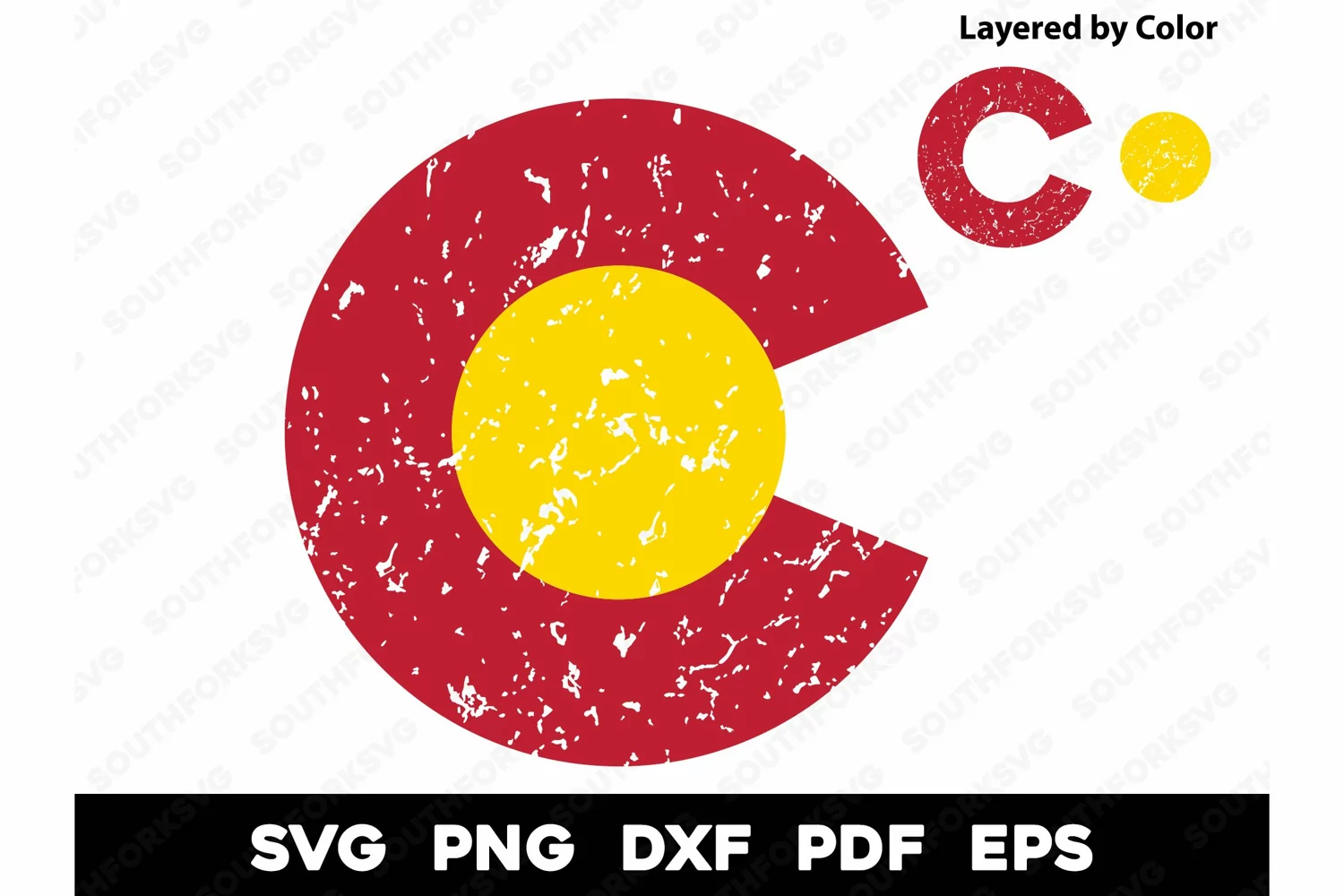 Colorado State Flag CO Distressed Design SVG PNG DXF EPS product image 1