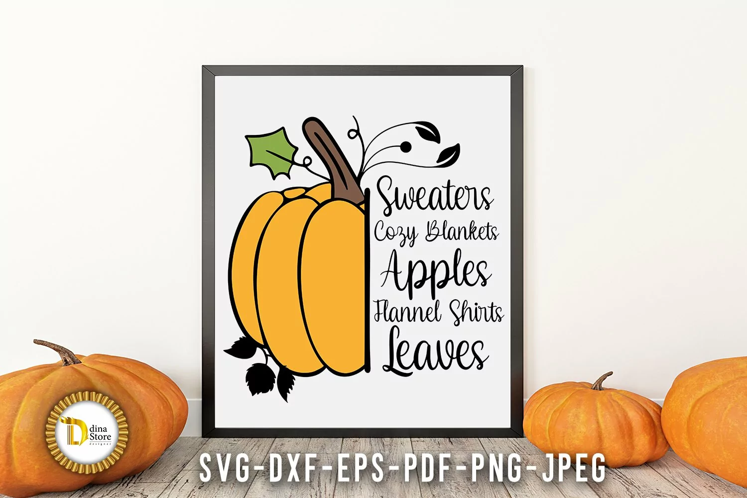 Colored Half Pumpkin Quote-Fall Cutting Files product image 1