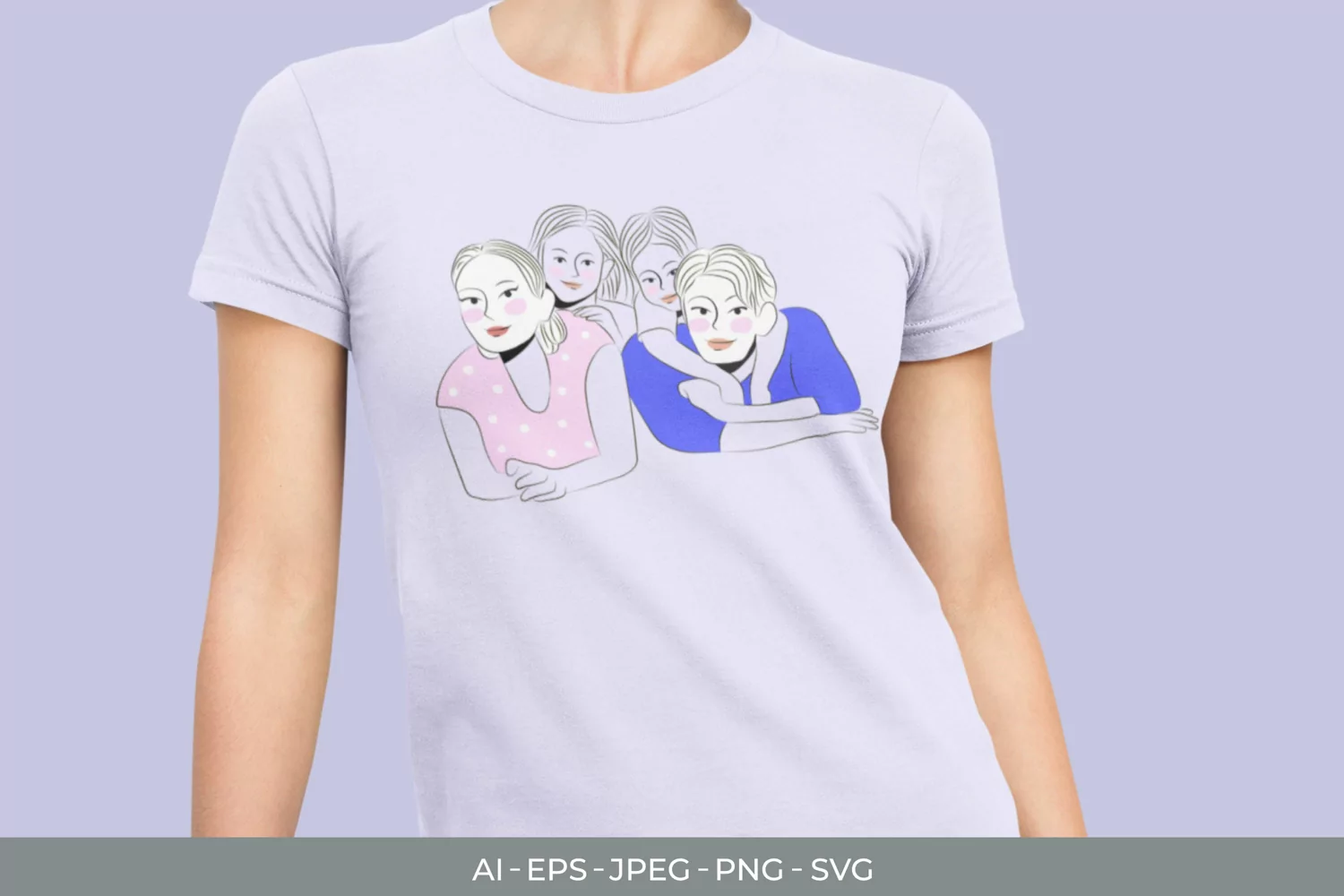 Colored Lovely Family Line Art SVG product image 1