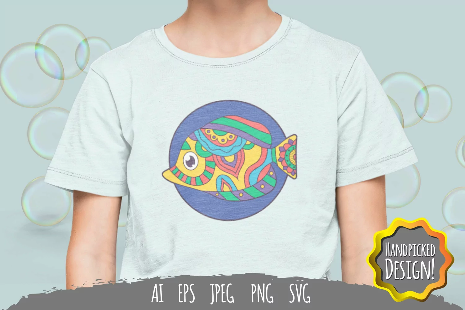Colored Mandala Fish SVG product image 1