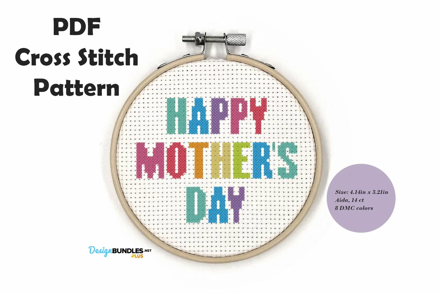 Colored Mother's Day Cross Stitch Pattern PDF File product image 1