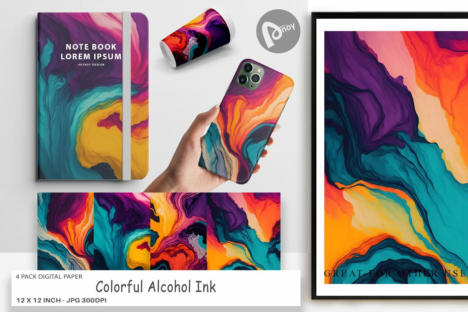 Digital Paper Colorful Alcohol Ink product image 1