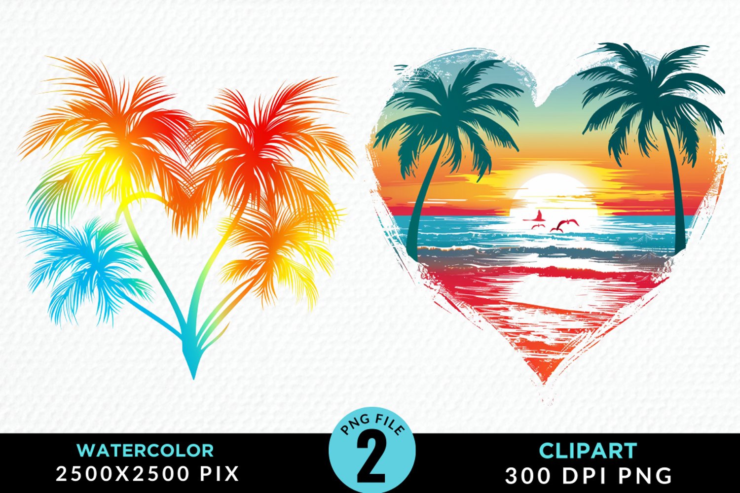 Colorful Beach Heart Artwork Clipart product image 1