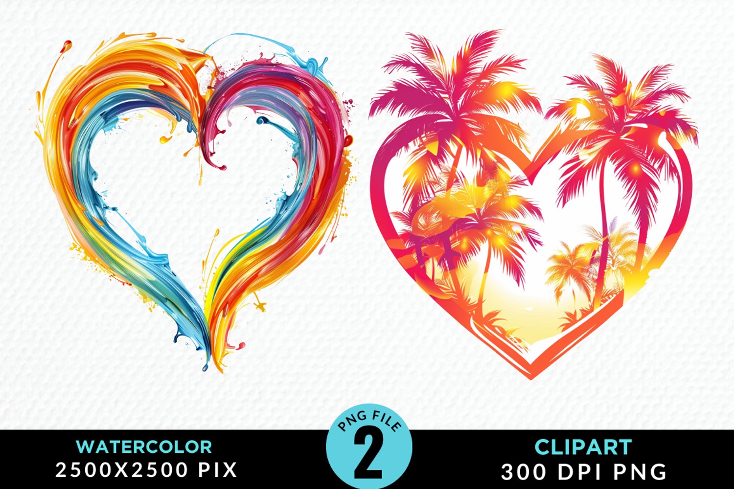 Colorful Beach Heart Exquisite Clipart product image 1