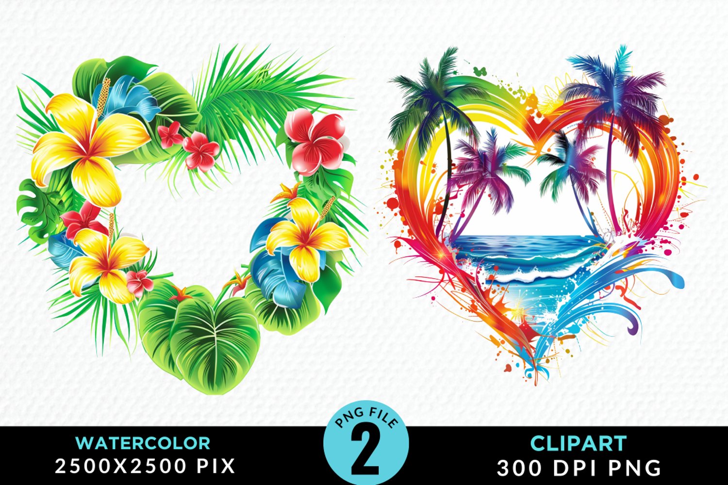 Colorful Beach Heart Artwork Clipart product image 1