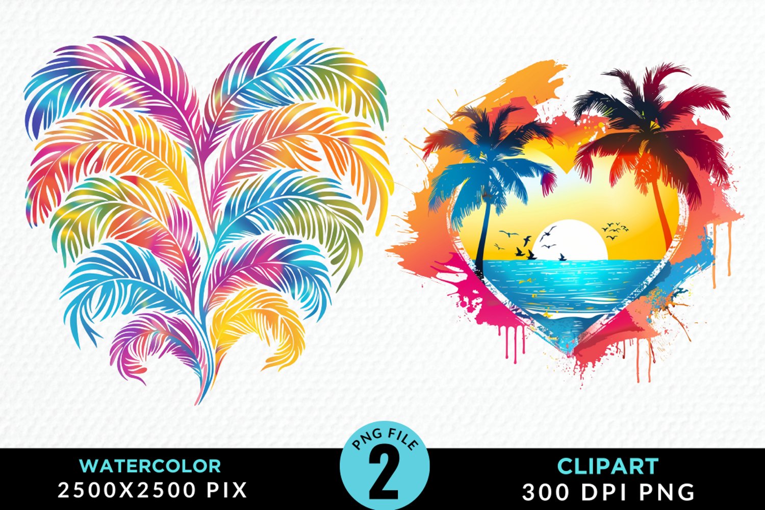 Colorful Beach Heart Artwork Clipart product image 1