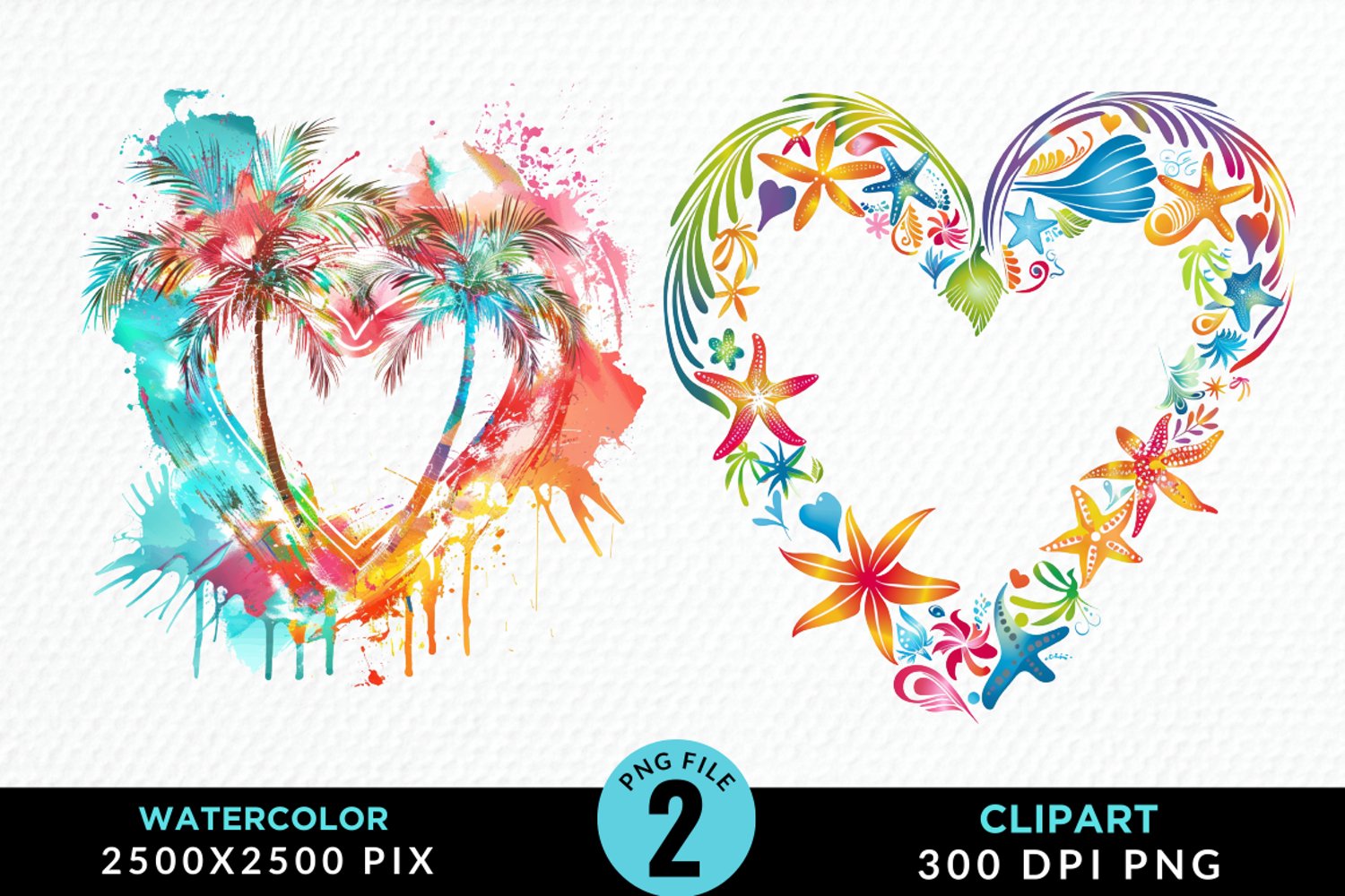 Colorful Beach Heart Exquisite Clipart product image 1