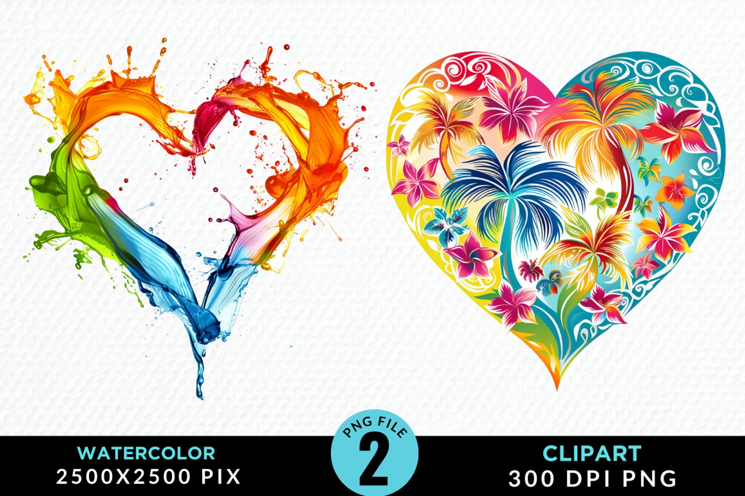 Colorful Beach Heart Exquisite Clipart product image 1