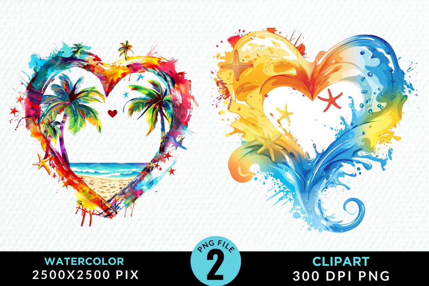 Colorful Beach Heart Exquisite Clipart product image 1