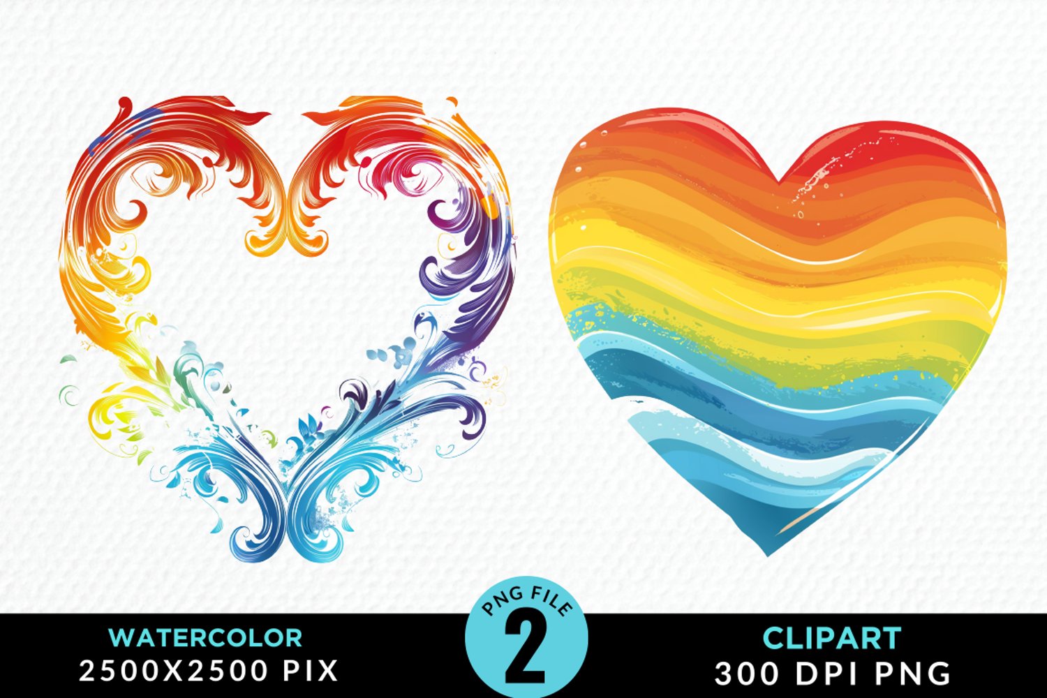 Colorful Beach Heart Artwork Clipart product image 1