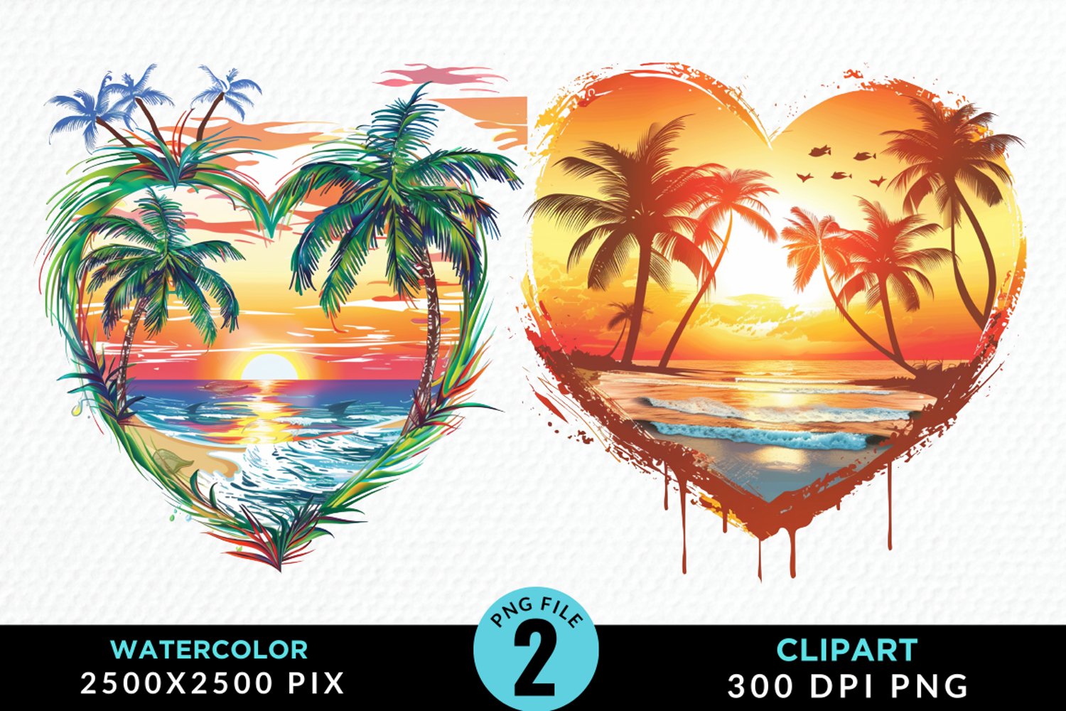 Colorful Beach Heart Artwork Clipart product image 1