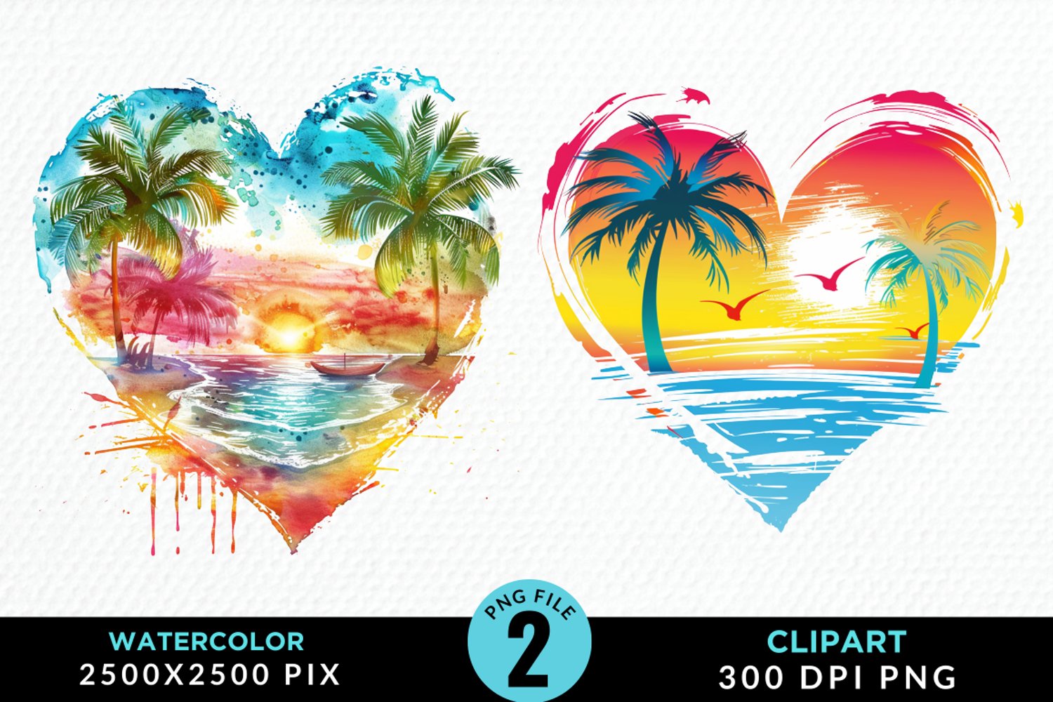 Colorful Beach Heart Artwork Clipart product image 1