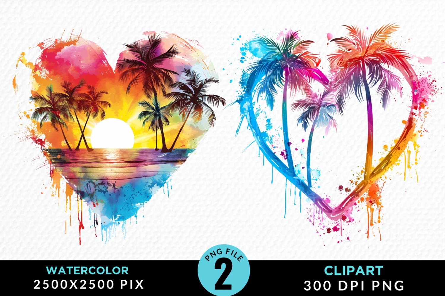 Colorful Beach Heart Artwork Clipart product image 1