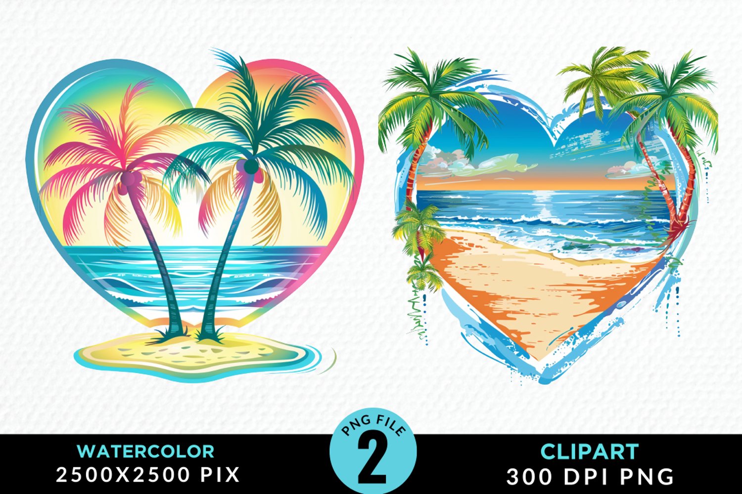 Colorful Beach Heart Artwork Clipart product image 1