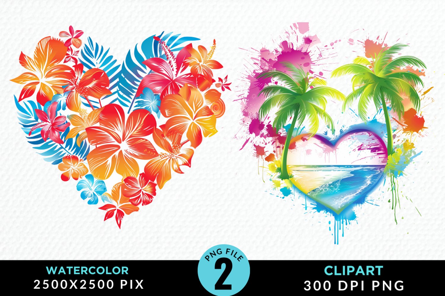Colorful Beach Heart Exquisite Clipart product image 1