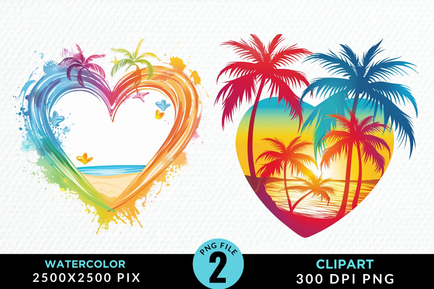Colorful Beach Heart Exquisite Clipart product image 1