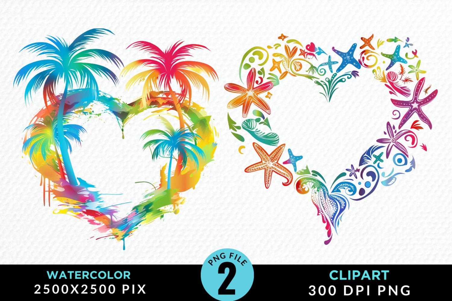 Colorful Beach Heart Artwork Clipart product image 1