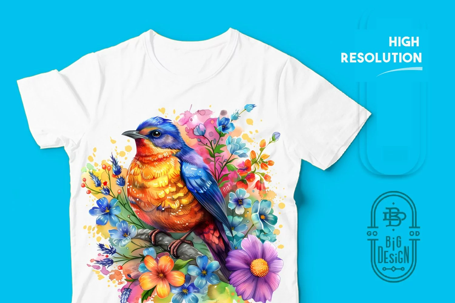 Colorful Bird Sublimation Design | T shirt Design product image 1